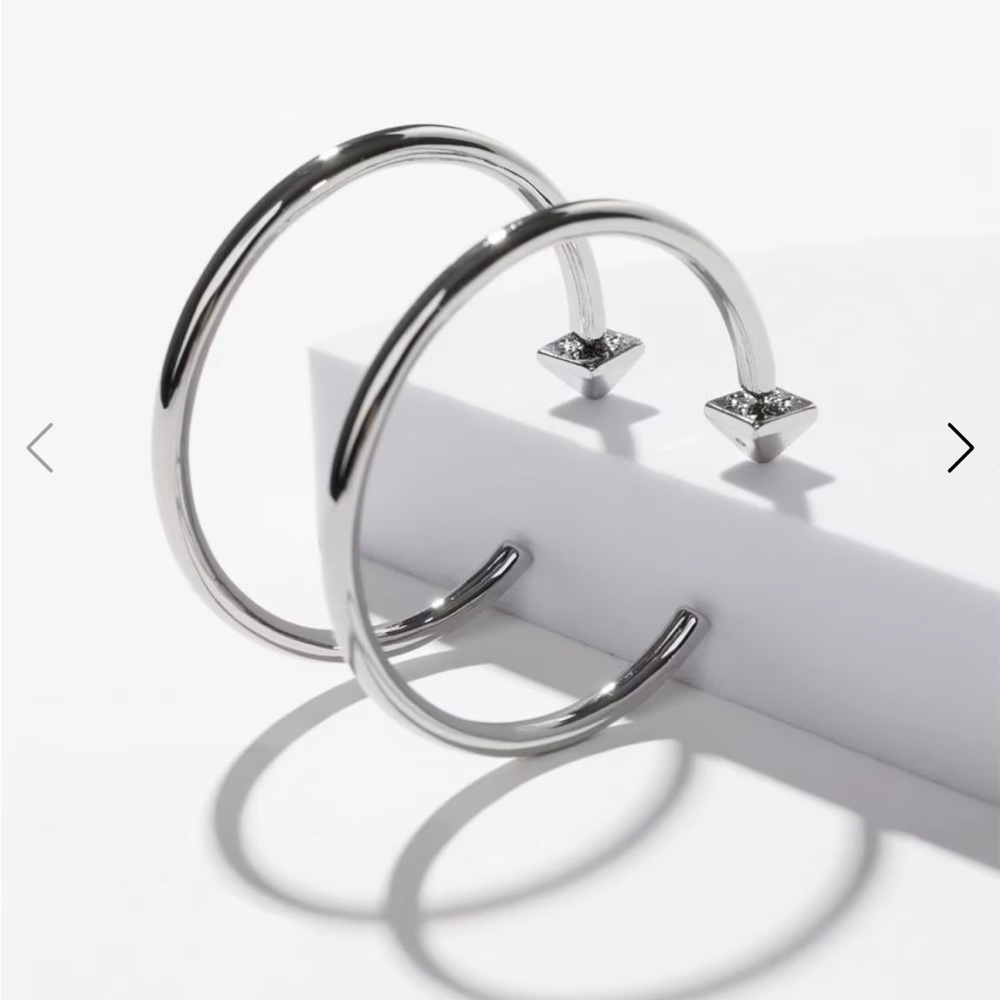 White House Black Market Shiny Silver Open Hoop Earrings